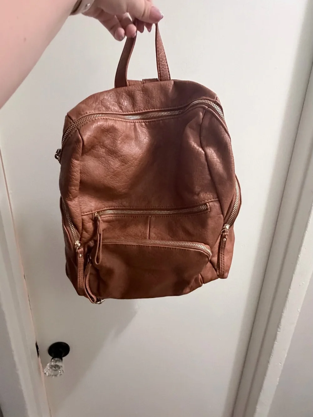Urban Expressions Brown Leather Convertible Backpack